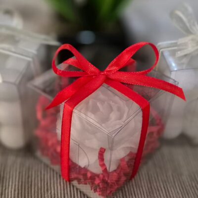Small Rose Candle - Colour and Fragrance in Clear PVC Box