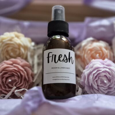 Wood Box & 6 Mini Roses & Linen Spray